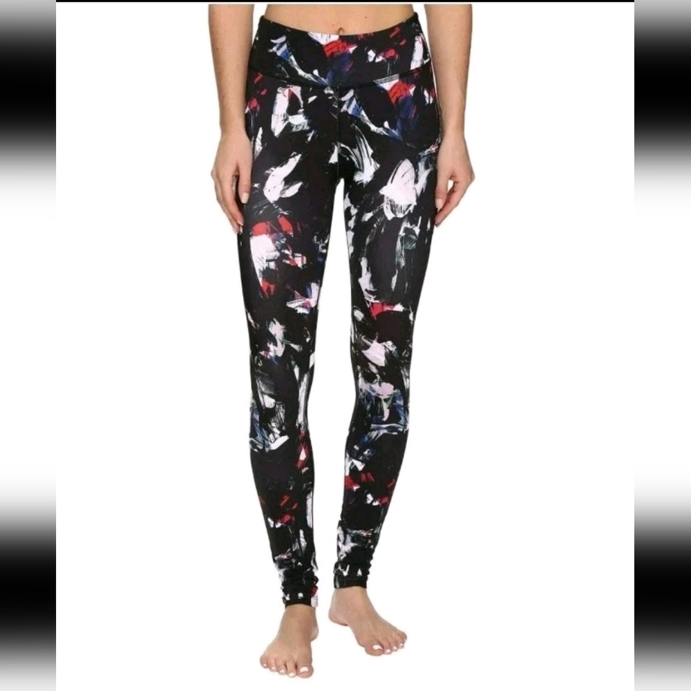Beyond Yoga Lux Knife Brush Stroke Print Abstract  Leggings Size Small Black